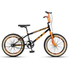 Bicicleta Aro 20 Kls Cross Freio V-Brake Pneu Com Faixa, Preto, Laranj