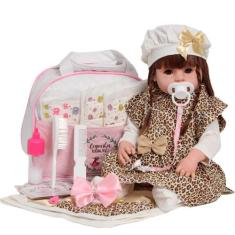 Bebê Reborn Cabelo Castanho Fofinha Enxoval Completo - Cegonha Reborn 