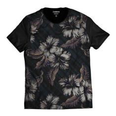 Camisa Casual Florida Azul Havaiana - Di Nuevo, G, Preto