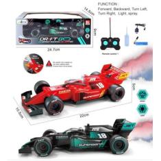 Brinquedo Carrinho de controle remoto formula 1 solta fumaça com led  
