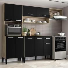 Armário Cozinha Compacta Arizona Smart Carvalho/preto Carraro