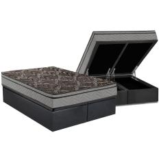 Cama Box Baú Casal: Colchão Anatômico Paropas D28 Confort Firme + Base crc Suede Gray (138x188)