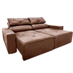 Sofá Retrátil Reclinável 2,00m Marrom  Super Conforto, Ideal para Sala