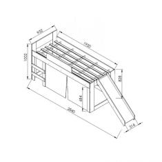 Cama Infantil Com Escorregador E Cortina Diversão Meu Fofinho Art In Móveis Branco