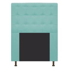 Cabeceira Estofada Dama 90 Cm Solteiro Suede Azul Tiffany