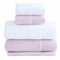 Jogo de Toalhas Hannah Intense Air de Banho com 05 Peças Branco e Rosa - Buddemeyer