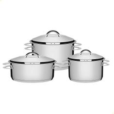Jogo de Panelas Tramontina Solar em Aço Inox com Fundo Triplo 3 Peças 65510740