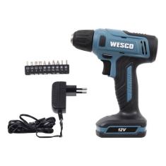Furadeira Parafusadeira 3/8pol à Bateria + Kit Brocas E Bits WS2550K Wesco