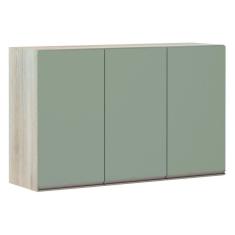Armário Para Cozinha 120cm 3 Portas Legno Crema C/Verde
