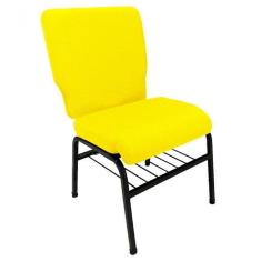 01 Cadeira Para Igrejas C/ Porta Biblía E Porta Cálice Amarelo