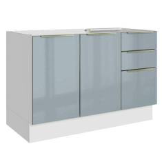 Balcão Gabinete de Pia Madesa Lux 120 cm 2 Portas 3 Gavetas - Branco/C