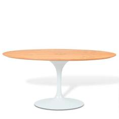Mesa Saarinen Oval Freijó 180x100cm - Base Branca - mgsaarinen