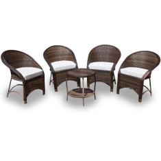 Conjunto de Poltronas Fibra Sintética Sônia - 4 Poltronas + 1 Mesa Cen