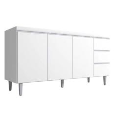 Balcão de Cozinha 3 Portas Andréia 150 cm Branco 1818 Com Tampo MDP AJ