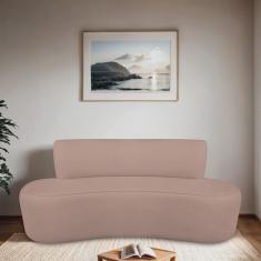 Sofá Curvo Orgânico 140cm 2 Lugares Linho Antonela