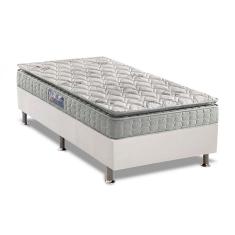 Cama Box Solteiro: Colchão Espuma Anjos D33 Orthosono + Base crc Courano White(88x188)