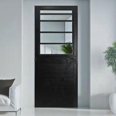 Porta Basculante Lambril Alumínio 2,10 X 90 Lado Direito Preto Hale Esquadrias Preto