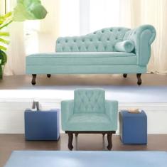 Kit Diva Recamier Diana 185cm Lado Esquerdo e 01 Poltrona Classic Sued