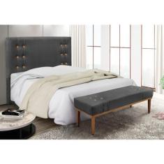 Cabeceira Cama Box Queen 160cm e Recamier Gênova Suede S04 - D'Rossi, 