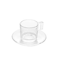 Conjunto 6 Xícaras de Chá de Vidro com Pires Lotus 185ml - Lyor