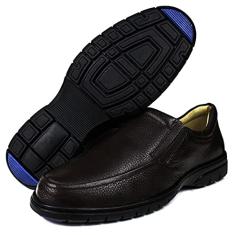 Sapato Social Masculino Confort Bico Redondo Floater Couro cor:Marrom;Tamanho:37