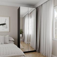 Guarda Roupa 2 Portas com Espelho Cabideiro 2 Gavetas Hera CabeCasa MadeiraMadeira Preto