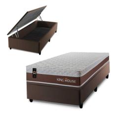 Conjunto Box Baú Venice Marrom 96x203x67 c/ Molas Ensacadas - King Hou