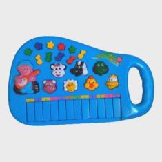 Piano Teclado Musical Bichos Infantil Sons Eletronicos(azul) - DM TOYS