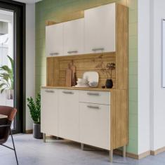 Cozinha Compacta 6 Portas 1 Gaveta Genova Kits Paraná, Freijo/Soft