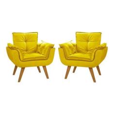 Kit 02 Poltronas Decorativas Opala Suede Rosa Bebê - Dora Bela, 0127