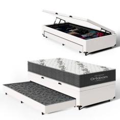 Cama Box Baú com Colchão de Espuma D33 Ortobom Airtech 100 + Auxiliar 