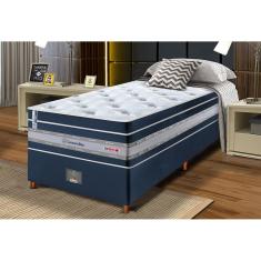 Conjunto Cama Box Solteiro de Molas Ensacadas Cama inBox Select Euro Soft 88x188x71 Azul