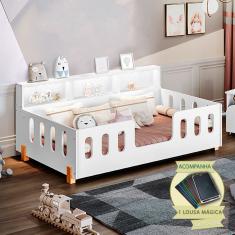 Cama de Criança Infantil de Criança Montessoriana Led Nina com Nicho Branca Incluso Lousa Mágica