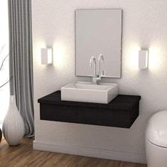 Bancada para Banheiro 80cm com Cuba Q39 800w Metrópole Compace Preto Onix