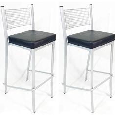 Kit 2 Banquetas EMPILHÁVEL Cinza claro alta assento Preto - Poltronas do Sul