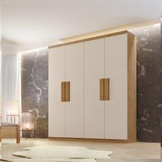Guarda Roupa Solteiro 4 Portas 2 Gavetas Petra Rufato Off White/Imbuia