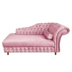 Divã Chesterfield Juliette 160cm Pés Chanfrado Rose