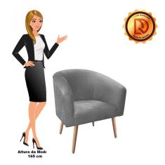 Poltrona Stella Suede Grafite Pés Palito Natural D´rossi