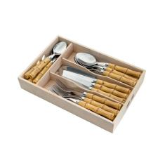 Faqueiro 24 Pçs Aço Inox C/cabo Plástico Bambu - Bon Gourmet