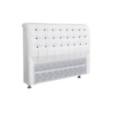 Painel de Cama Box Estofada Queen Queen Dama Plus Courano Branco/Preto - Simbal