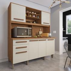 Armário Para Cozinha 6 Portas 2 Gavetas Luna Plus Imop Móveis Cinamomo/Off White