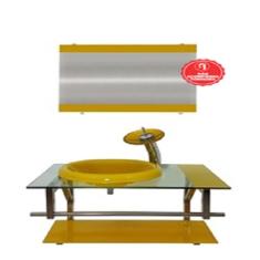 Gabinete De Vidro 70cm Iq Inox C/Redonda Amarelo