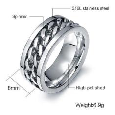 Anel Masculino Feminino Aço Inox Corrente Giratória Prateado - Judith 