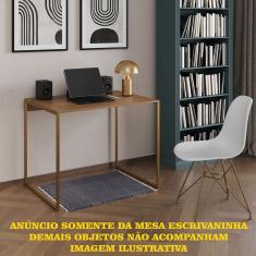 Escrivaninha Industrial Office Amêndoa 90x53 Grécia Base Dourada