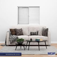 Janela De Aluminio Veneziana 3 Folhas Com Vidro Liso 100X100 Mgm Branco