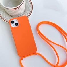 Capa de telefone de silicone fosco com cordão transversal para iPhone 14 7 8 Plus 13 12 11 Pro XS Max X XR SE 2 3 Capa de TPU macia de cor sólida, laranja, para iphone 7 ou 8