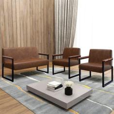 Kit Sofá 2 Lugares e 2 Poltronas Niterói Preto/Marrom