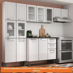 Cozinha completa de Aço 2 Armários Aéreos, 1 Paneleiro e Balcão Multipla Bertolini Branco