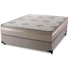 Conjunto Cama Box de Casal Hellen Strong One Face com espuma D45 1.38 – Bege/Marrom