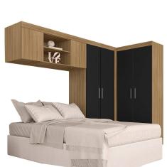 Guarda Roupa Casal Modulado Luana Boreal/preto - Móveis Arapongas